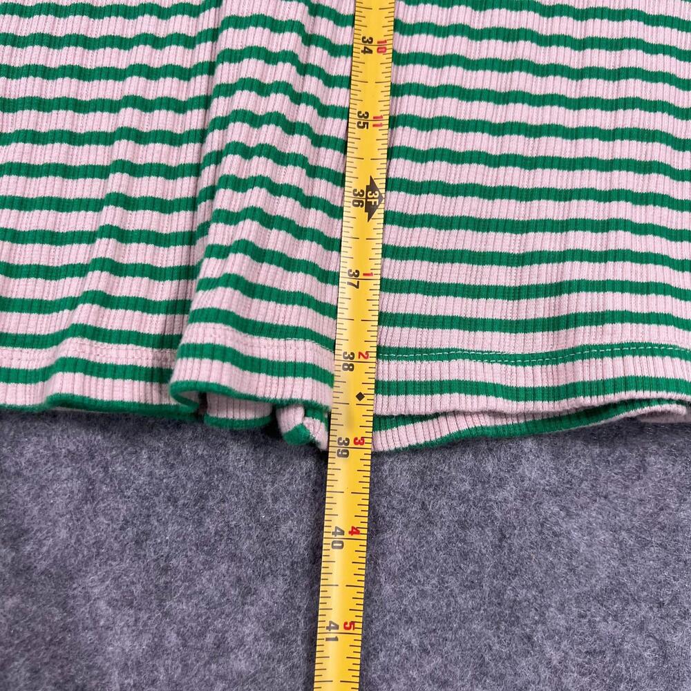 THE TINY BIG SISTER Green Beige Striped Ribbed Knit Shirt Dress Women's 34 US 2 - Picture 8 of 8